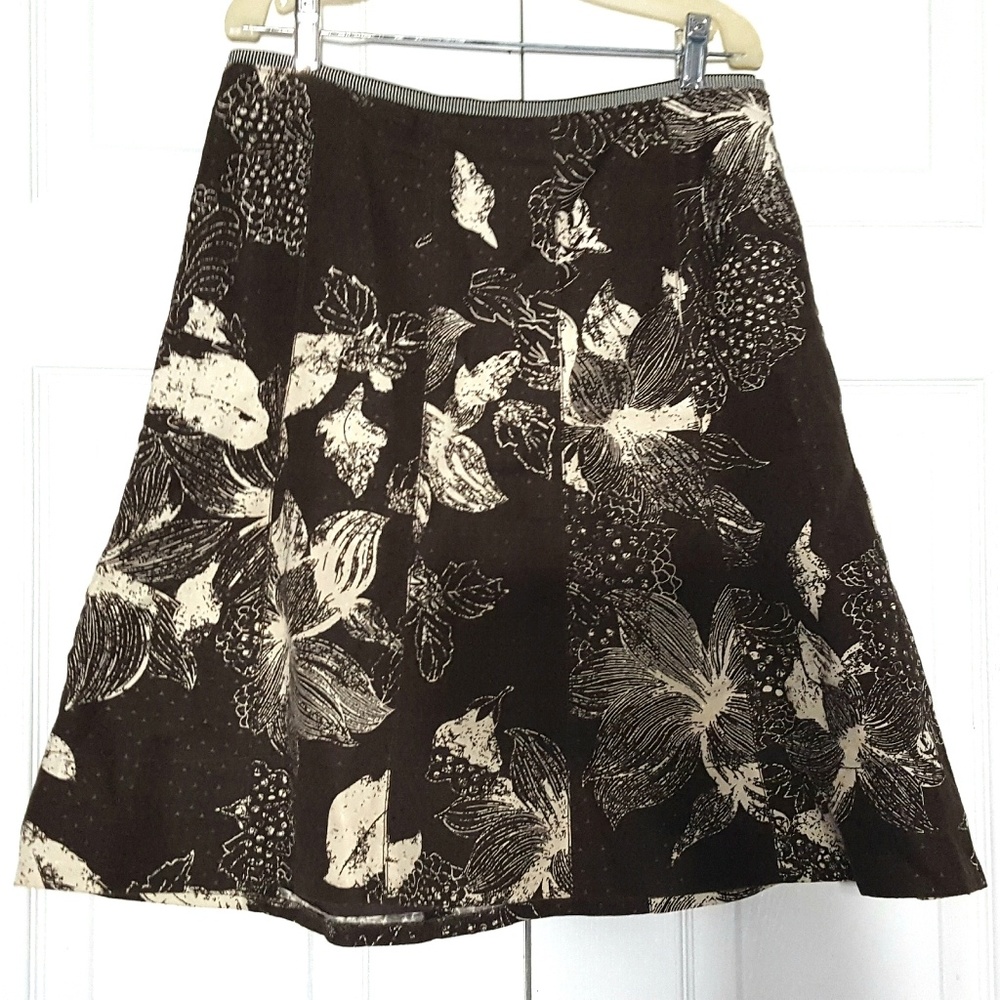 Ann Taylor Linen Blend Floral A-Line Skirt